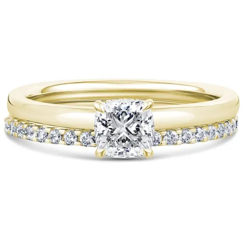 Yellow Gold Cushion Diamond Bridal Set - Yellow Tess